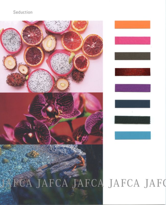 JAFCAが発表した2022春夏レディースウェアのトレンドカラーグループ3「Seduction(魅惑)」